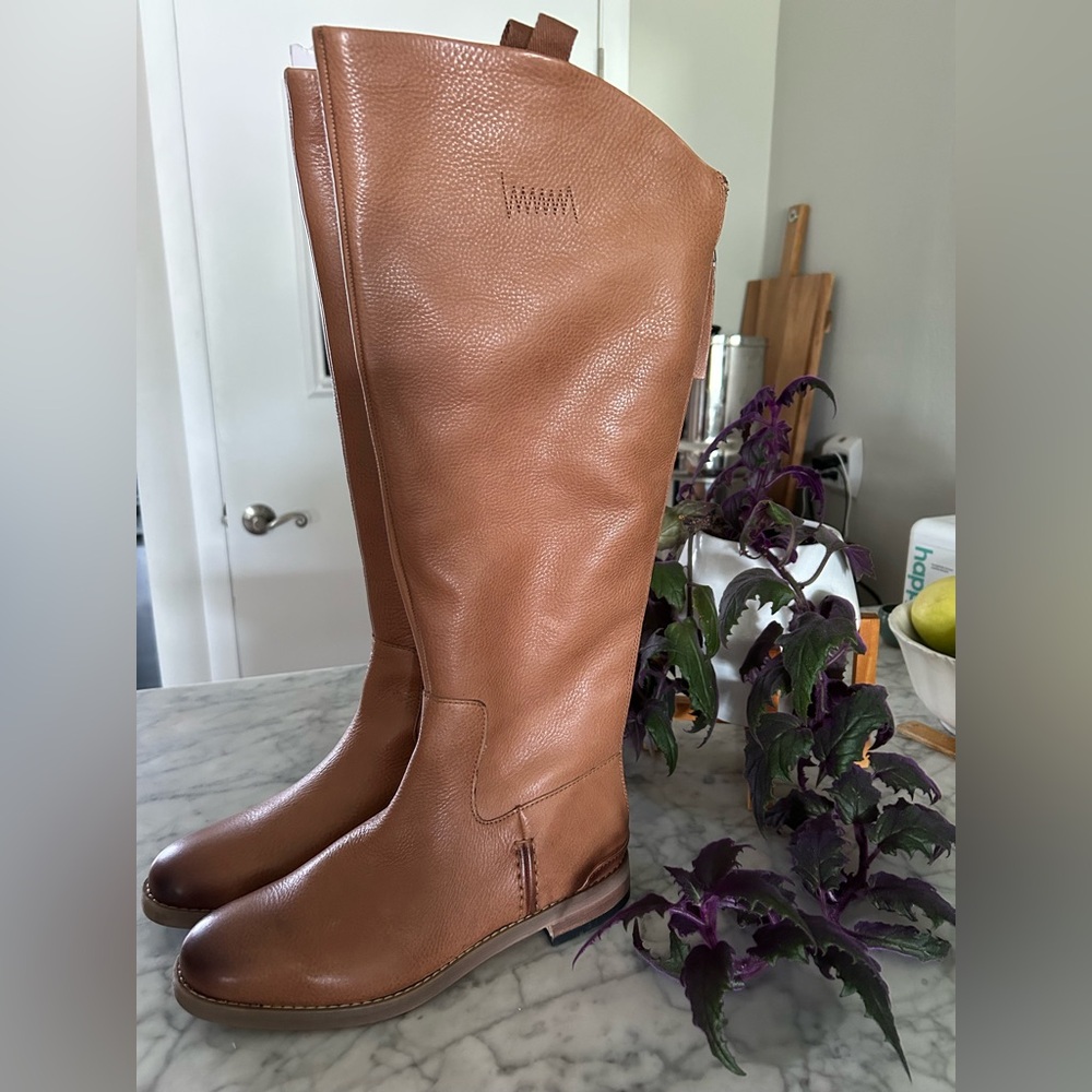 Franco Sarto Buckskin Color Knee High Equestrian Style Hand Finished Boots